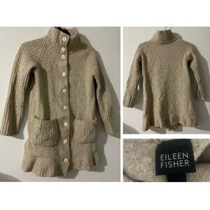 Eileen Fisher Lambswool Blend Longline Button Down Cardigan Sweater - 22519
